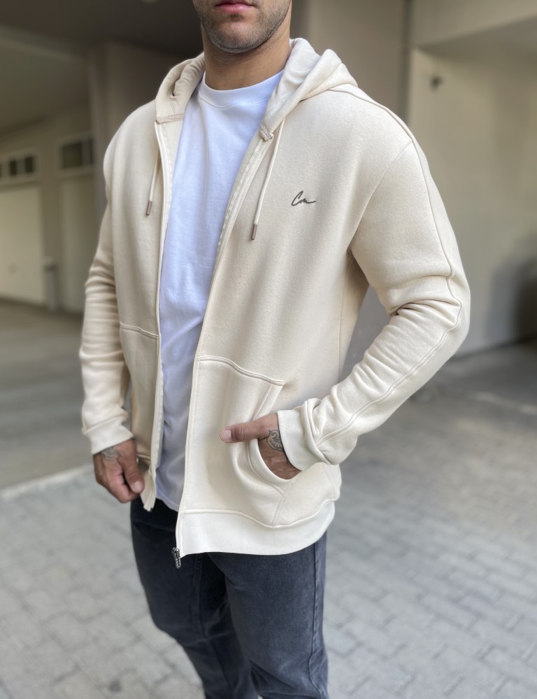 Ανδρική μπεζ ζακέτα φούτερ 4277B φωτογραφία